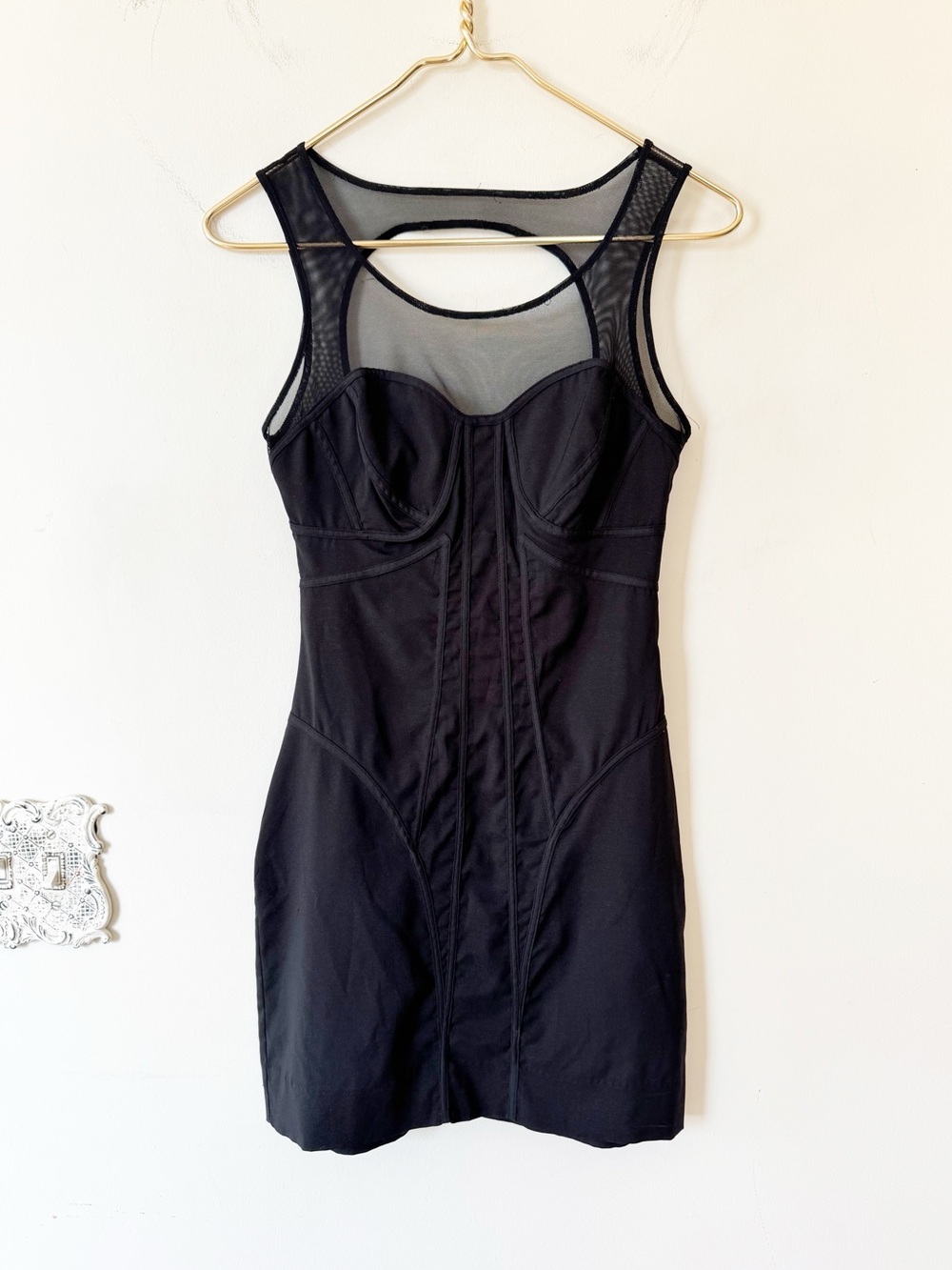 Factory by Erik Hart Black Mesh Bustier Sleeveless Sexy Bodycon Mini Dress 2